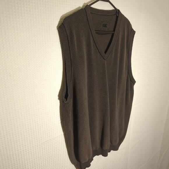 Cutter & Buck Sweater Vest 2XLT Brown Textured Knit Big Tall V Neck Hong Kong - Picture 2 of 6